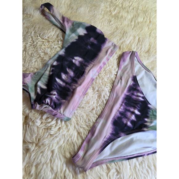 Truecraft Tie Dyed Bikini Purple Turquoise Small - Picture 3 of 8